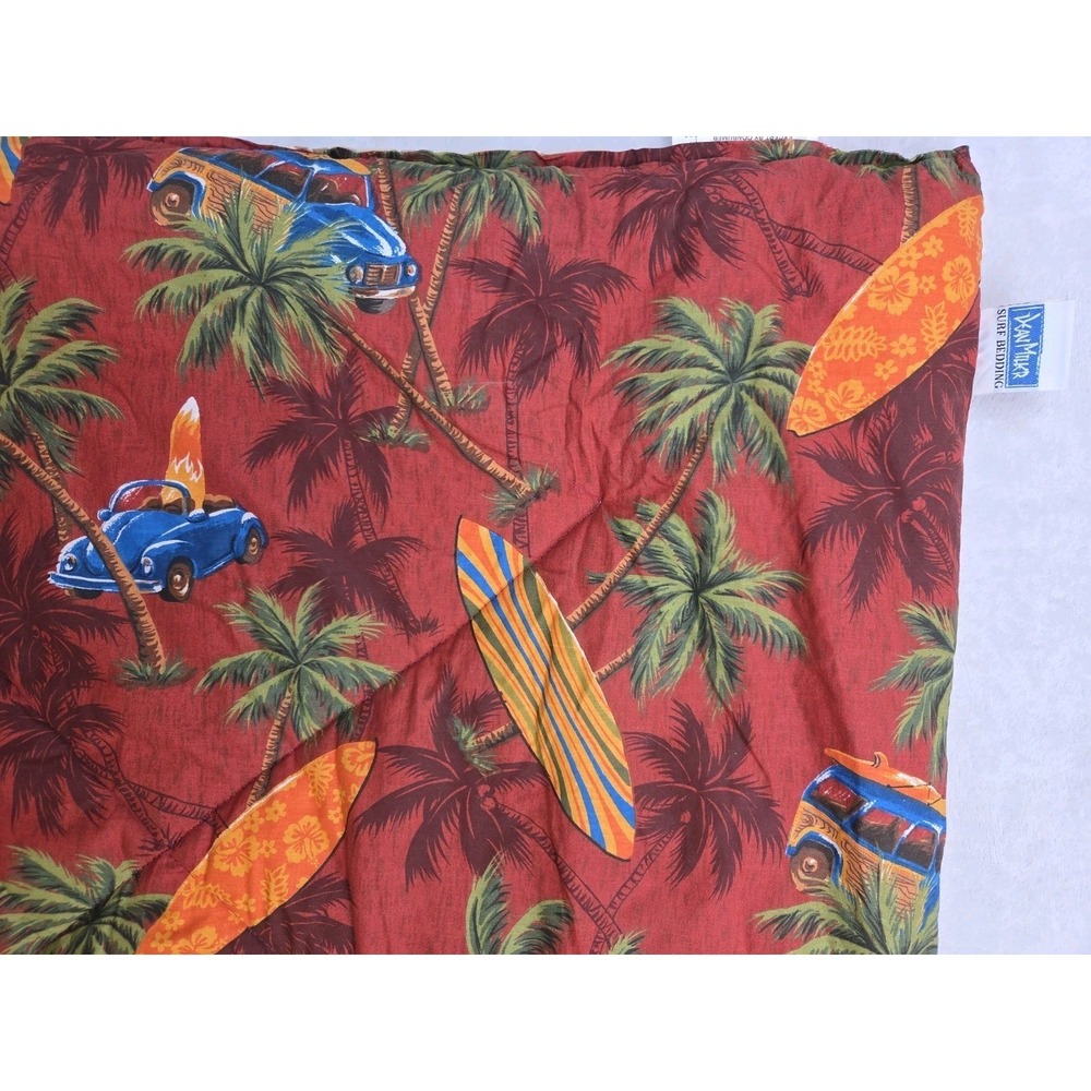 Dean Miller Surf Hawaiian Comforter Palms VW Bug Woody Cars Surfboards‎ Full